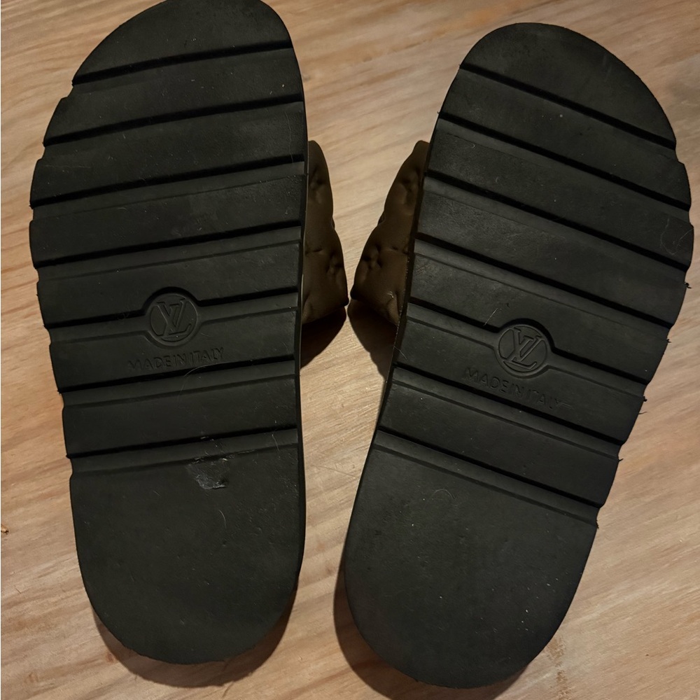 Olive Green Quilted Logo Slide Sandals - Women - Picture 4 of 5